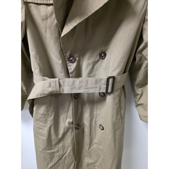 Vintage Glen Eagles Modern Classics Trench Coat Mens 38S Tan Faux Fur Lined - Picture 2 of 7